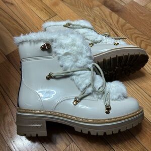 Tommy Hilfiger Armini Cream Fur-Lined Winter Boots